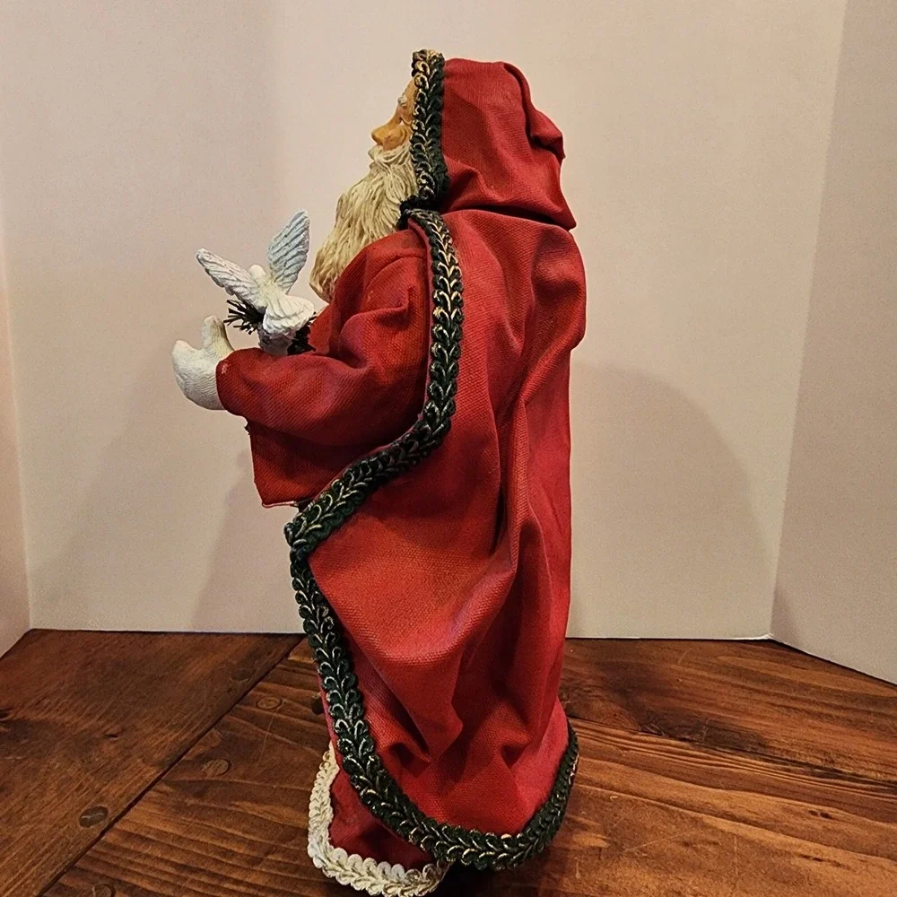 Vintage Grandeur Noel Santa Fabric Mache Red‎ Cloak Tree Shovel Tabletop 14